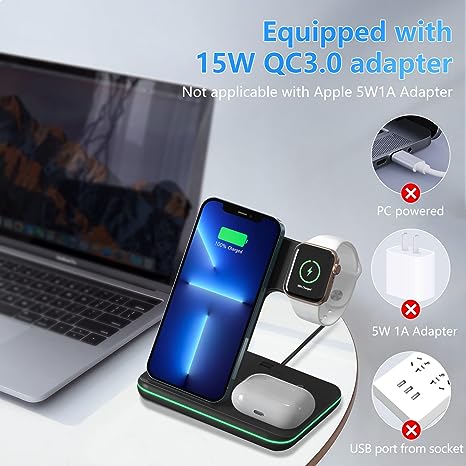 All-in-One Charging Base™ - Cargador Inalámbrico 3 en 1 - ELAYBOL