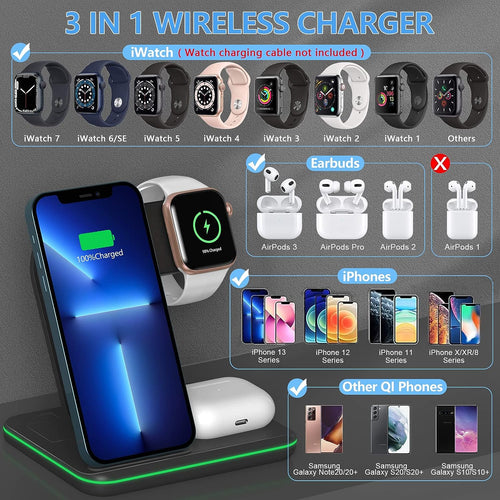 All-in-One Charging Base™ - Cargador Inalámbrico 3 en 1 - ELAYBOL