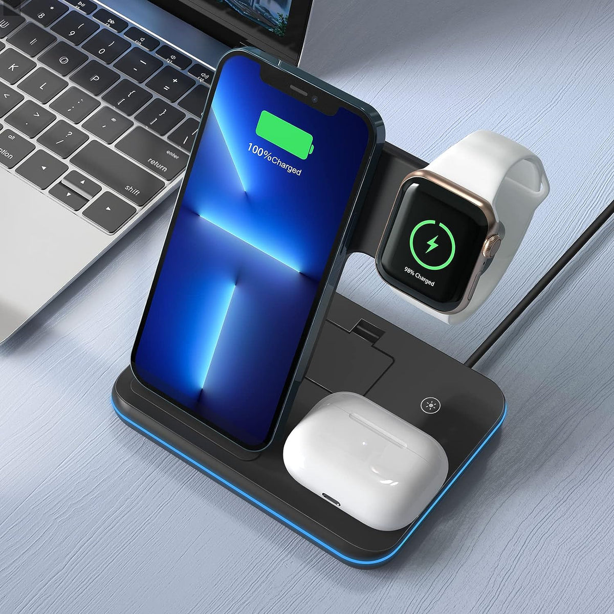 All-in-One Charging Base™ - Cargador Inalámbrico 3 en 1 - ELAYBOL