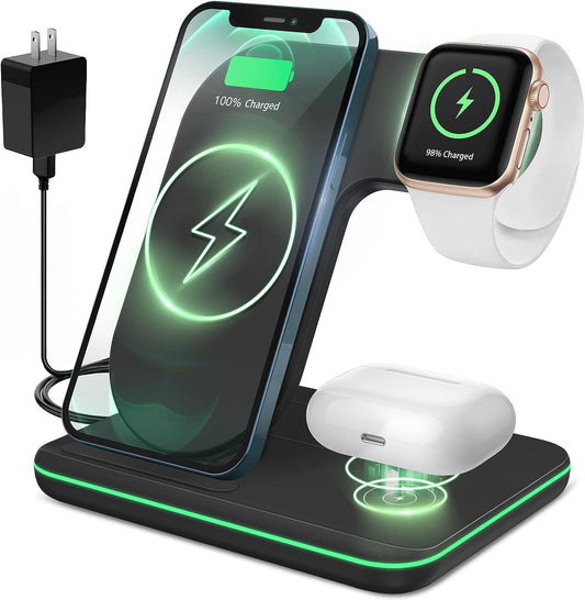 All-in-One Charging Base™ - Cargador Inalámbrico 3 en 1 - ELAYBOL